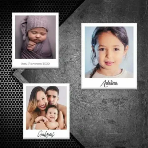 Set 6 magneți tip Polaroid personalizați cu poză pentru botez și nuntă