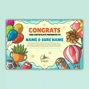 Model diplomă școlară și preșcolară personalizată A4 pentru copii serbare model 21