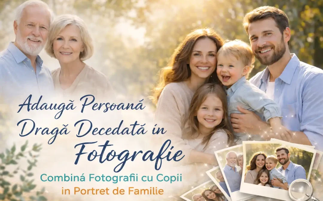Adaugă Persoana Dragă Decedată în Fotografie | Portret de Familie cu Copii și Cei Dispăruți