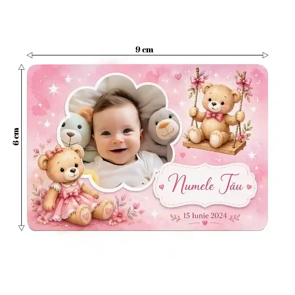 Detaliu hârtie foto Premium pe magnet de botez
